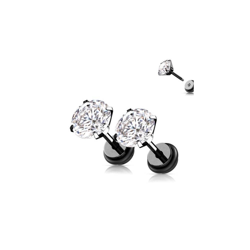 CZ fake plug earring